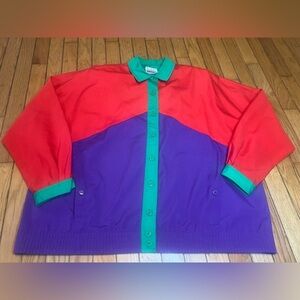 Vintage country suburbans Color Block 80s Button Shirt Blouse Women’s Size 16